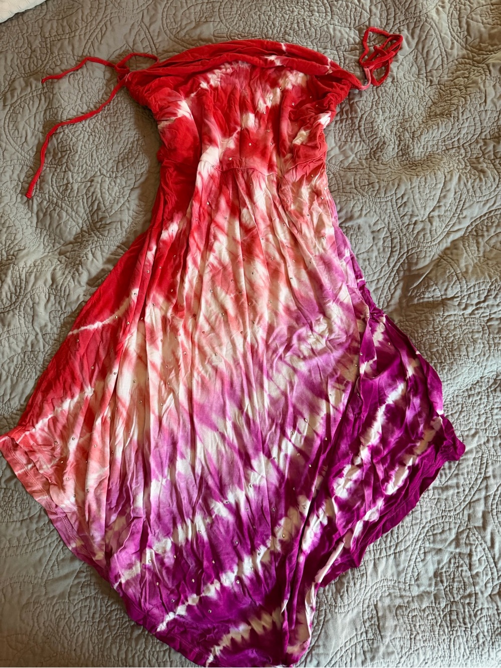 INC International Concepts Red to Purple Ombre Tie-Dye Maxi Dress